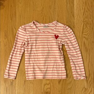 Hanna Andersson Pink Striped Long Sleeve Tee with Heart